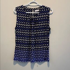 Calvin Klein Black and Blue Patterned Blouse